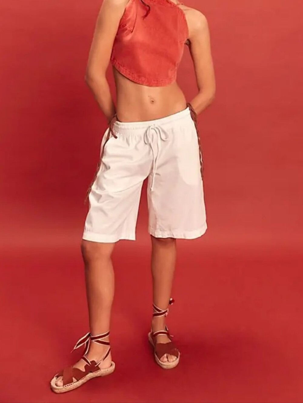Free People Sailor Poplin Pull-On Shorts in White